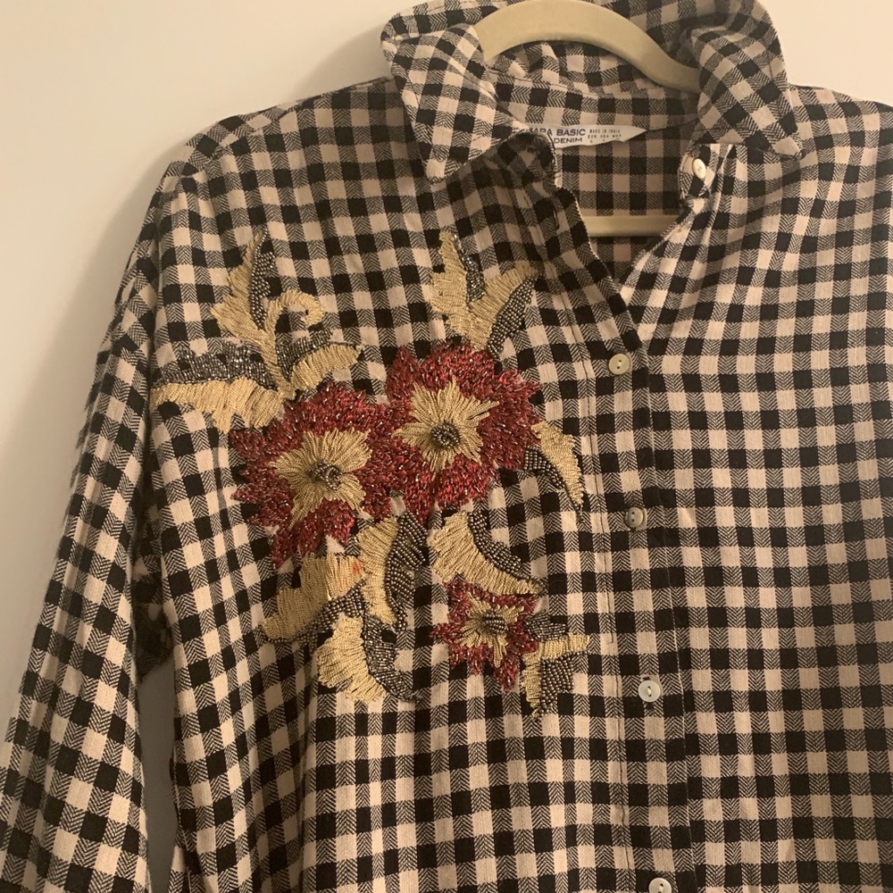 Zara Embroidered Shirt Dress